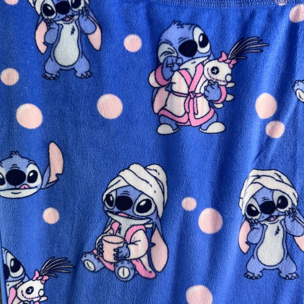 Disney Lilo & Stitch Pajama Pants Blue Spa Day Fleece Lounge Pants Womens - Picture 3 of 7